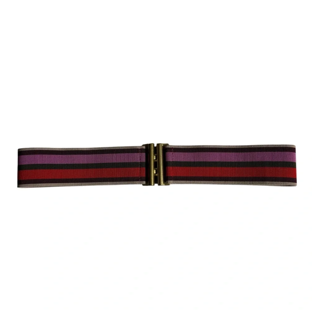 J.Crew Striped Vintage Womens Stretch Belt Made in‎ USA Size Medium - Picture 7 of 8